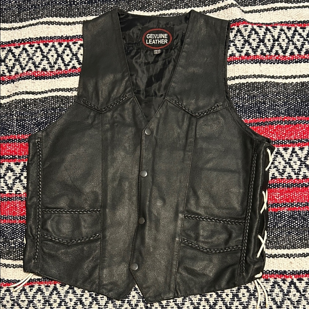 Black Men's Braided Motorcycle Vest